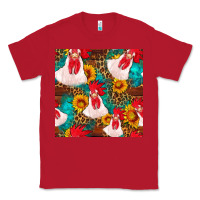 Red western  chicken with sunflowers seamless pattern Classic Tee - FaDigitalArtStudio