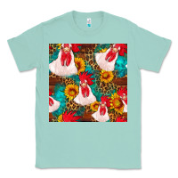 Seafoam western  chicken with sunflowers seamless pattern Classic Tee - FaDigitalArtStudio