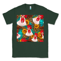 Sports Green western  chicken with sunflowers seamless pattern Classic Tee - FaDigitalArtStudio