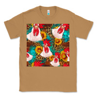 Toasted Coconut western  chicken with sunflowers seamless pattern Classic Tee - FaDigitalArtStudio