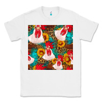 White western  chicken with sunflowers seamless pattern Classic Tee - FaDigitalArtStudio