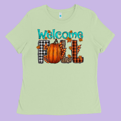 Welcome Fall Ladies Tee Designed By Cowhidedigitalart