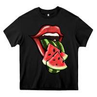 Black Watermelon Tongue Heavy Core Tee - Jasminsmagicworld