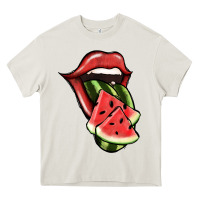 Cream Watermelon Tongue Heavy Core Tee - Jasminsmagicworld