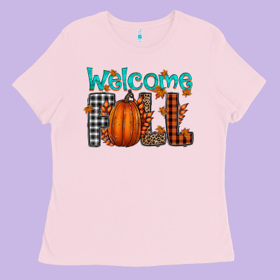 Welcome Fall Ladies Tee Designed By Cowhidedigitalart