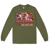 Army Green farm animals is my valentine Long Sleeve Tee - RacoonDesign