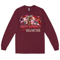 Burgundy farm animals is my valentine Long Sleeve Tee - RacoonDesign