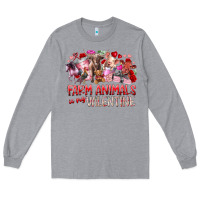 Heather Grey farm animals is my valentine Long Sleeve Tee - RacoonDesign