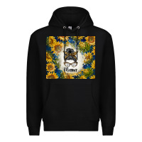 Black sunflowers messy bun mama Premium Hoodie - BarkalooDesign
