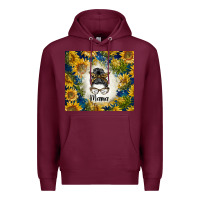 Burgundy sunflowers messy bun mama Premium Hoodie - BarkalooDesign
