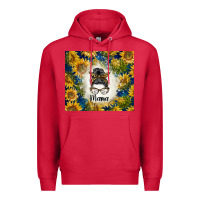 Cardinal sunflowers messy bun mama Premium Hoodie - BarkalooDesign