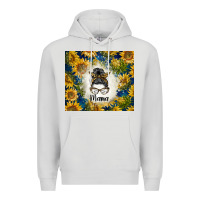 Dove Grey sunflowers messy bun mama Premium Hoodie - BarkalooDesign