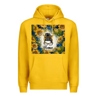 Lemon sunflowers messy bun mama Premium Hoodie - BarkalooDesign