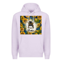 Lilac sunflowers messy bun mama Premium Hoodie - BarkalooDesign