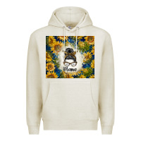 Oatmeal Heather sunflowers messy bun mama Premium Hoodie - BarkalooDesign