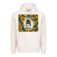 Pale Pink sunflowers messy bun mama Premium Hoodie - BarkalooDesign