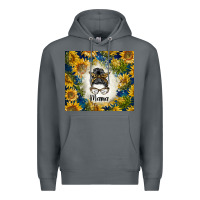 Rock sunflowers messy bun mama Premium Hoodie - BarkalooDesign