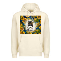 Sandshell sunflowers messy bun mama Premium Hoodie - BarkalooDesign