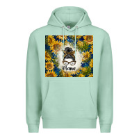 Seafoam sunflowers messy bun mama Premium Hoodie - BarkalooDesign