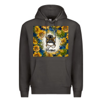 Smoke sunflowers messy bun mama Premium Hoodie - BarkalooDesign
