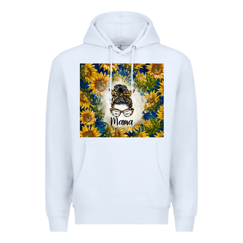 Sunflowers Messy Bun Mama Premium Hoodie by BarkalooDesign | Teevron