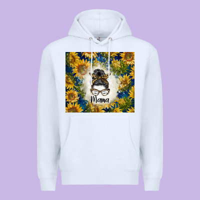 Sunflowers Messy Bun Mama Premium Hoodie Designed By Barkaloodesign
