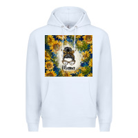 White sunflowers messy bun mama Premium Hoodie - BarkalooDesign