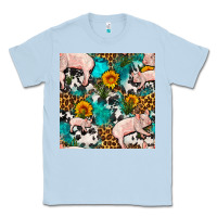 Dusty Blue american yorkshire pig seamless pattern Classic Tee - FaDigitalArtStudio