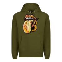 Army Green Softball Tongue Premium Hoodie - Jasminsmagicworld