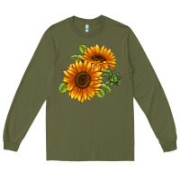 Army Green Soraya Sunflower Long Sleeve Tee - LillyAllenDesigns