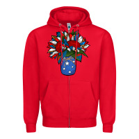 Red Patriotic Sunflower in a Jar Zipper Hoodie - Jasminsmagicworld