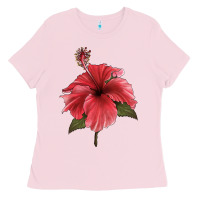 Bubblegum Pink Puerto Rican Hibiscus Flower Illustrations Ladies Tee - LillyAllenDesigns