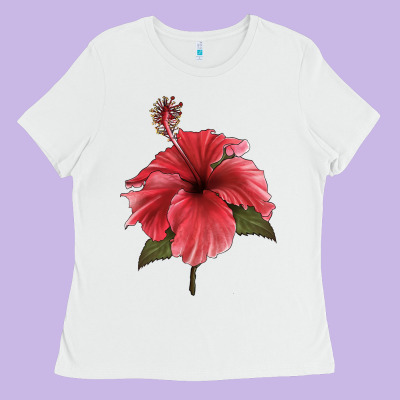 Puerto Rican Hibiscus Flower Illustrations Ladies Tee Designed By Lillyallendesigns
