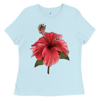 Baby Blue Puerto Rican Hibiscus Flower Illustrations Ladies Tee - LillyAllenDesigns