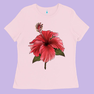 Puerto Rican Hibiscus Flower Illustrations Ladies Tee Designed By Lillyallendesigns