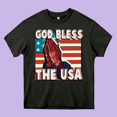 God Bless The Usa Heavy Core Tee Designed By Fadigitalartstudio