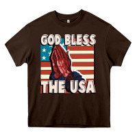 Chocolate Brown God Bless the USA Heavy Core Tee - FaDigitalArtStudio
