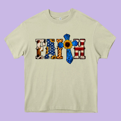 American Flag Faith Heavy Core Tee Designed By Jasminsmagicworld