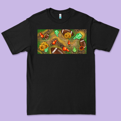Western Sunflower And American Football License  Plate Premium Tee Designed By Bundleandbundleshop