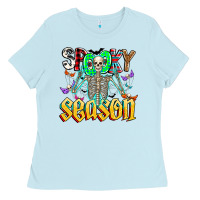 Baby Blue Spooky Season Ladies Tee - CowhideDigitalArt