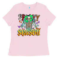 Bubblegum Pink Spooky Season Ladies Tee - CowhideDigitalArt