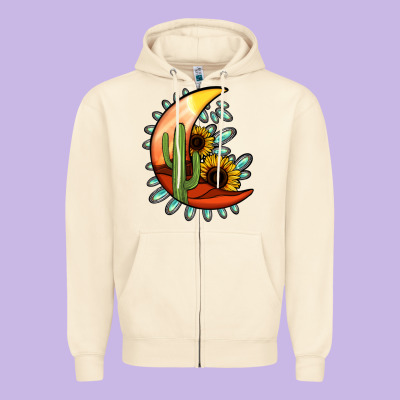 Desert Moon Zipper Hoodie Designed By Jasminsmagicworld