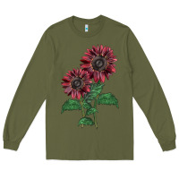 Army Green 2 Chocolate sunflower Long Sleeve Tee - LillyAllenDesigns