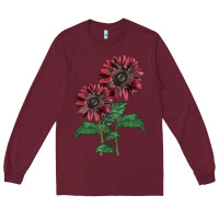 Burgundy 2 Chocolate sunflower Long Sleeve Tee - LillyAllenDesigns