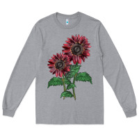 Heather Grey 2 Chocolate sunflower Long Sleeve Tee - LillyAllenDesigns