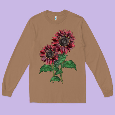 2 Chocolate Sunflower Long Sleeve Tee Designed By Lillyallendesigns