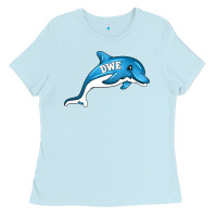 Baby Blue dolphin dwe Ladies Tee - CowhideDigitalArt