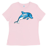 Bubblegum Pink dolphin dwe Ladies Tee - CowhideDigitalArt