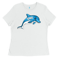 White dolphin dwe Ladies Tee - CowhideDigitalArt