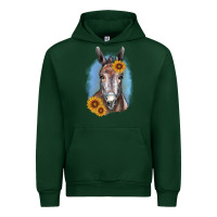 Forest Green Sunflower Donkey Urban Hoodie - RanaPortraitStore